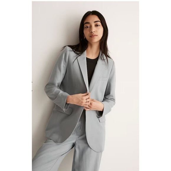 Madewell $178 The Larsen Blazer in Drapeweave Overcast Blue Size M NJ732 - Picture 2 of 7